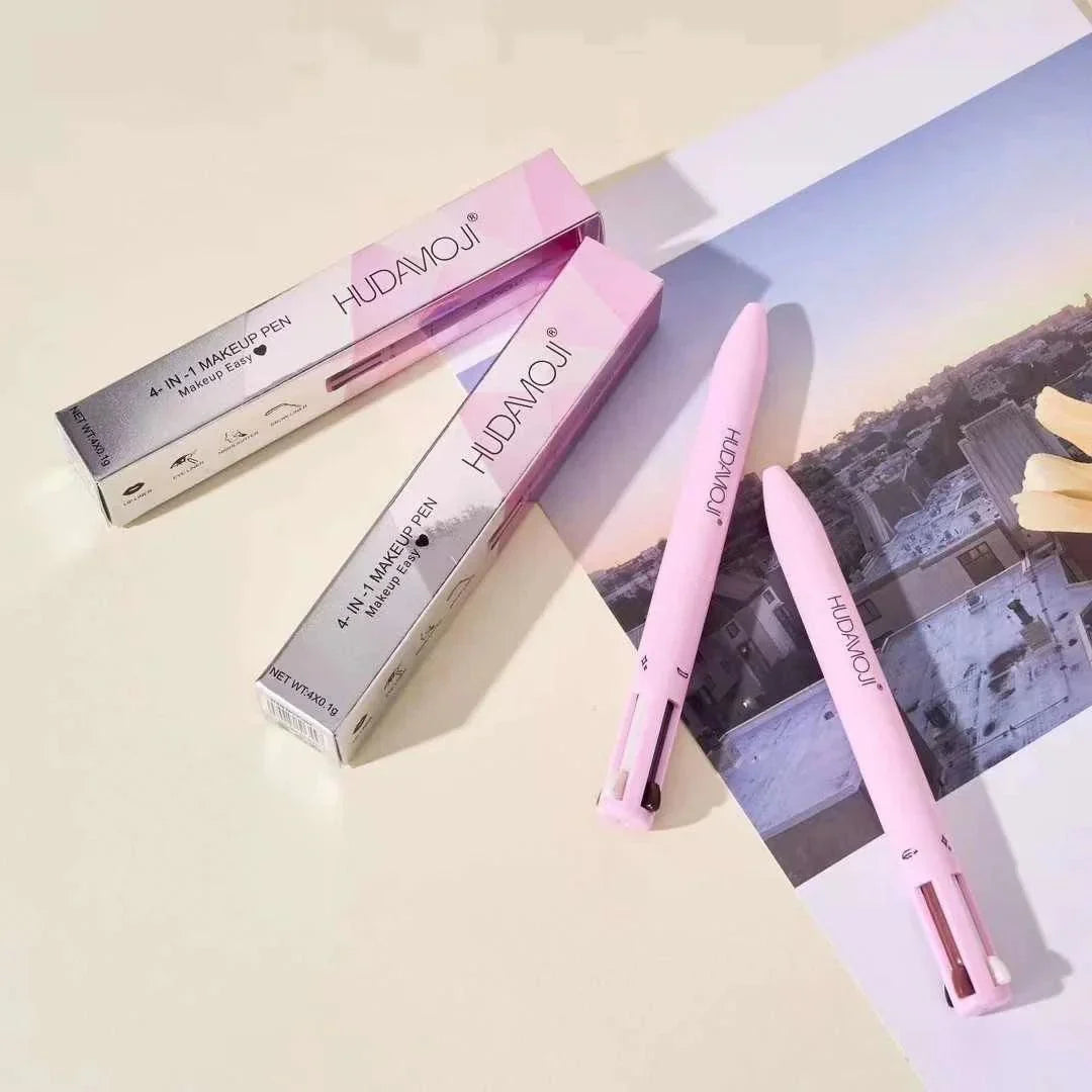 HUDA ZONE 4 in 1 Makeup Pen, Eyeliner, Lip Liner, Brow Pencil, and Highlighter in One Pencil, Easy-To-Apply and Compact for Travel - Cruelty-Free & Vegan