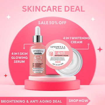 Skin Glowing Bundle Buy 1 (Uptown LA 4 In 1 Super Skin Glowing Serum) & Get 1 (Free Uptown LA 4 In 1 Whitening Cream)