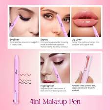 HUDA ZONE 4 in 1 Makeup Pen, Eyeliner, Lip Liner, Brow Pencil, and Highlighter in One Pencil, Easy-To-Apply and Compact for Travel - Cruelty-Free & Vegan